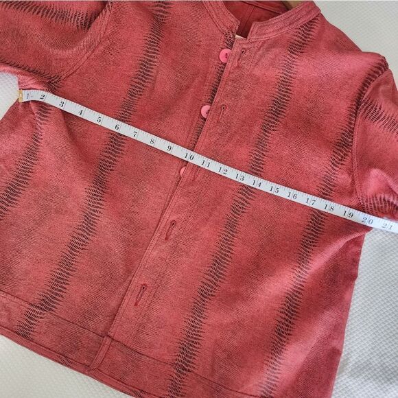 David Dart Suede Leather Reversible Red Button-Up Suede Jacket - Picture 9 of 11